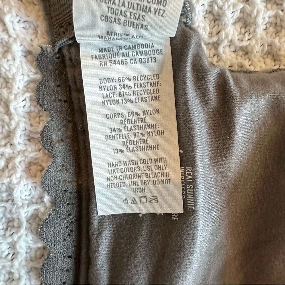 NWT AERIE Real Sunnie Wireless push up bra in grey size 32DD / 32E flower lace - Picture 9 of 9